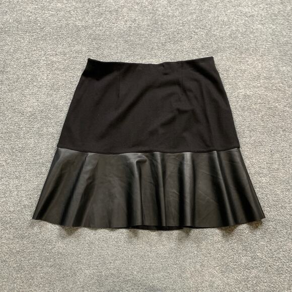 Cabi Skirt Womens M Medium Black Faux Vegan Leather Panel Pull On Stretch Waist - Picture 6 of 8